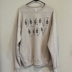 Plant lady oversized crewneck sweatshirt, neutral, size large